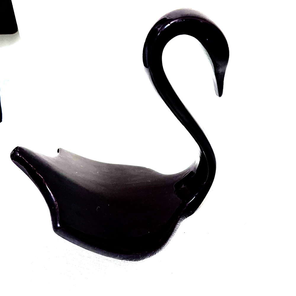 Nova Designs Fine Ceramic Swan Towel Holder Bathroom MCM Dark Brown CA pottery